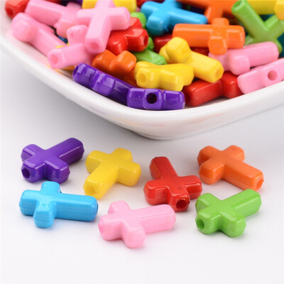 

PH PANDAHALL 100 Pcs Chunky Acrylic Cross Beads for Bracelets Necklace Jewelry Making