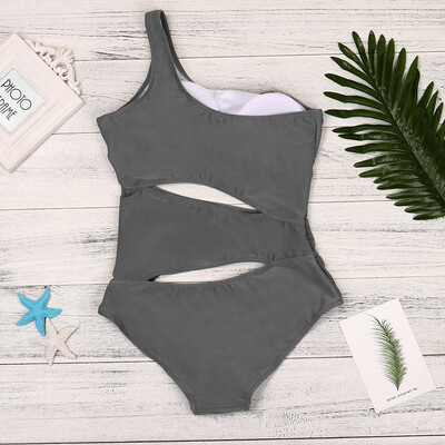

Saidsome Sexy Women One-Piece Bikini Set Solid Hollow Swimmer Push Up Swimsuit