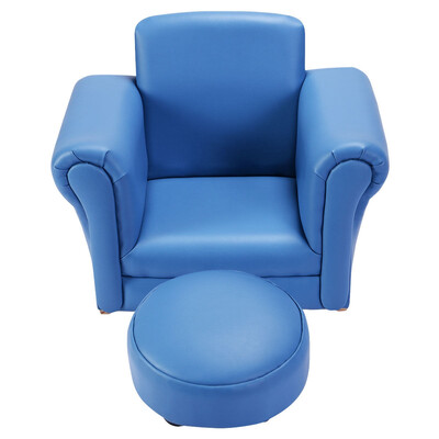 

Kids Sofa Armrest Couch with A Footstool 2 Colors-Blue
