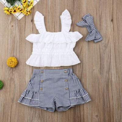 

Adorable Newborn Kid Baby Girls Summer Tops Striped Pants Shorts Outfits Clothes