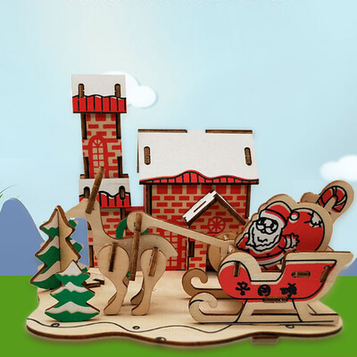 

Gotoamei Kids 3D wooden DIY Houses Jigsaw Children Castle Construction Pattern Puzzle Toy