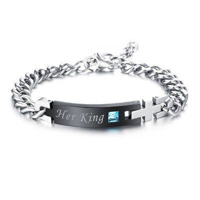 

AAA beautiful zircon couple titanium steel bracelet Valentines Day gift