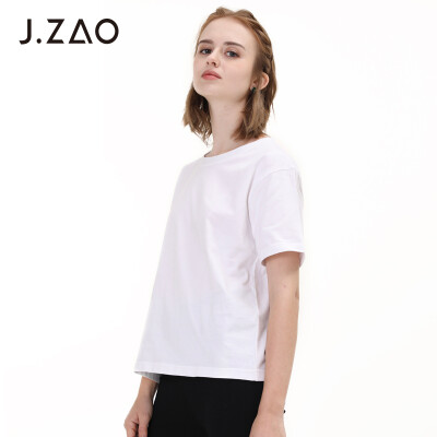 

Beijing Tokyo made JZAO Ms Black Technology 5 seconds submerged solid color round neck heavy T-shirt white XXL 17592A