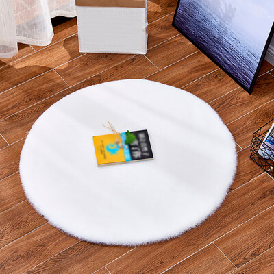 

Ultra Soft Round Shape Decorative Rug Faux Artificial Rabbit Hair Carpet Rugs Non-slip Floor Mats Home Decor for Living Room Bedro