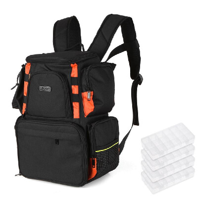 

Lixada Fishing Tackle Bag Backpack Fishing Lures Bait Box Storage Bag with 4 Fishing Tackle Boxes