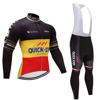 

2018 pro team Quick step winter thermal fleece cycling jersey bicycle clothing set ropa ciclismo invierno bike jersey bib pants