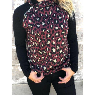 

Women Lady Winter Long Sleeve Jumper Leopard Print Hoodie Sweatshirt Pullover Tops -XL