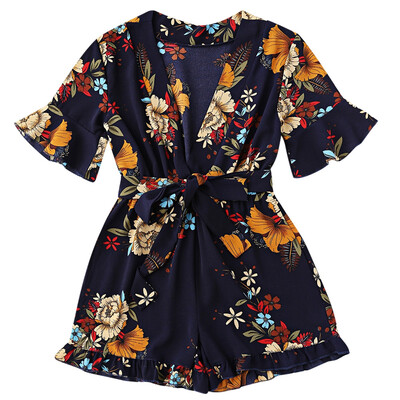 

Floral Plunging Neck Romper
