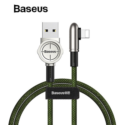 

Baseus USB Cable For iPhone  Max XR X 8 7 6 6S SE iPad 24A Fast Charging Charger 90 Degree Data Mobile Phone Games Cable
