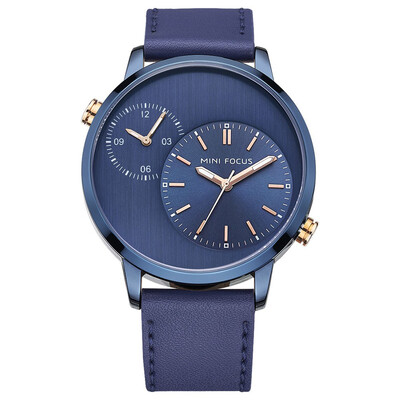 

BOFUTE Male Watches Casual Watch Dual Time Zone Japanese Quartz Movement Luminous Waterproof Genuine Leather Strap 0035G