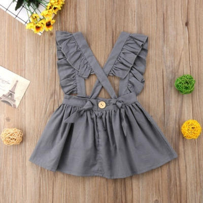 

Toddler Baby Girl Ruffel Sleeveless Cross Strap Princess Dress Kids Clothes