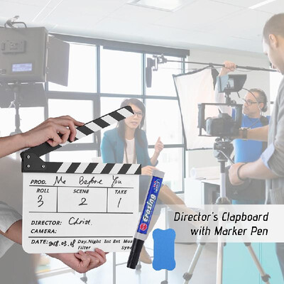 

Professional Acrylic Clapboard Dry Erase TV Film Movie Director Cut Action Scene Clapper Board Slate With Marker Pen Eraser