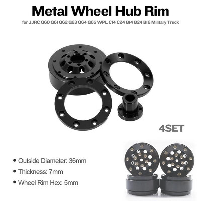 

RC Car Upgrade Metal Wheel Tire Hub for JJRC Q60 Q61 Q62 Q63 Q64 Q65 WPL C14 C24 B14 B24 B16 Military Truck 4 Set