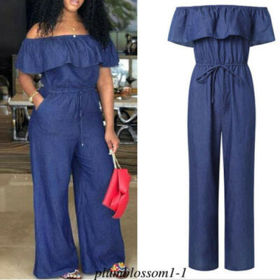 

New Women Ladies Clubwear Summer Playsuit Bodycon Denim Jumpsuit Romper Trousers