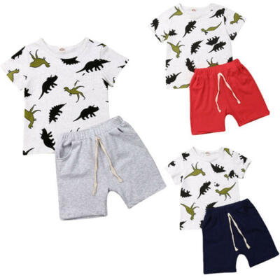 

Newborn Kid Baby Boy Dinosaur Tops Shorts Pants Sunsuit Gentleman Clothes Outfit