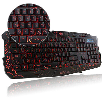 

Russian English Gaming Keyboard 3 Backlight Modes Russia Version Keyboard USB Powered 19 Keys Conflict for DOTA LOL