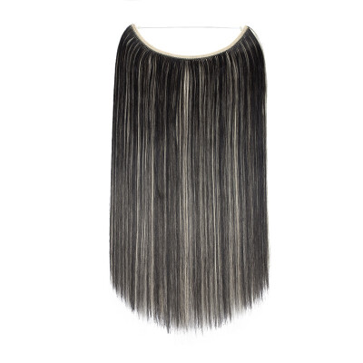 

Invisible Wire No Clips in Hair Extensions Secret Fish Line Hairpieces Silky Straight real natural Synthetic