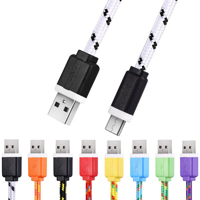 

Micro USB Flat Braided Synchronization Charger Cable Cord Adapter for Android Smart Phones 3M