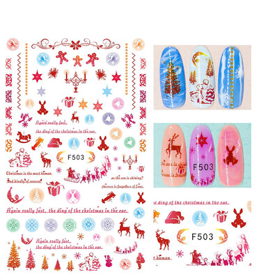 

〖Follure〗1PC Art Decals Nail Wraps Stickers Adhesive Polish Decor Snow Santa