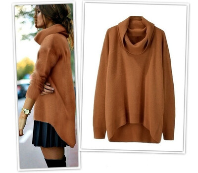 

Autumn&winter fashion high collar irregular blouse sweater