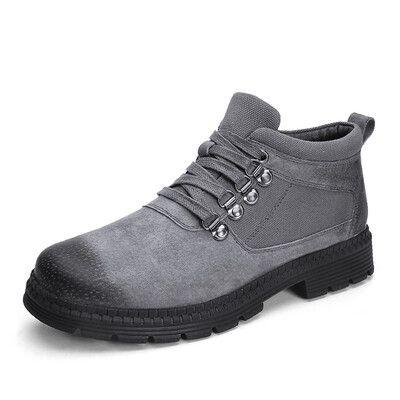 

Mens Boots Fashion Casual Boots Genuine Leather Martin Boots Lace Up Shoes For Men Grey Black Brown 38-44