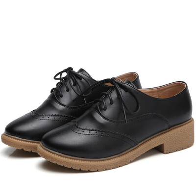 

Round head thick with flat bottom strap Oxford shoes autumn new single shoes tendon bottom casual female British wind single shoes