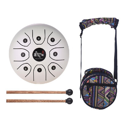 

55 Inch Mini 8-Tone Steel Tongue Drum C Key Percussion Instrument Hand Pan Drum with Drum Mallets Carry Bag