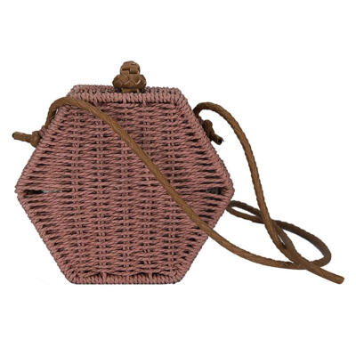 

Summer Women Hexagon Crossbody Bags Straw Woven Beach Casual Shoulder Bags