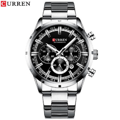 

CURREN 8355M Men Quartz Watch Stainless Steel Band Fashion Multifunction Wristwatch 3ATM Luminous Display Chronograph Calendar Dat