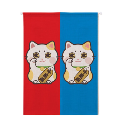 

Lucky Cat Design Cotton And Linen Japanese Style Doorway Curtain Hanging Tapestry For Home Decoration