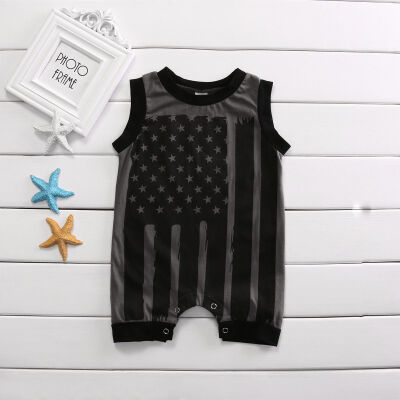 

Toddler Baby Boy Girl American Flag Romper Sleeveless Bodysuit Clothes Outfit