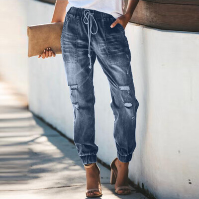 

〖Follure〗Women Casual Denim Long Trousers Ladies Loose Pants