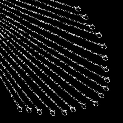 

304 Stainless Steel Necklace Making Cable Chains with Lobster Clasps Stainless Steel Color 1969"500mm 2mm