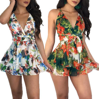 

Women&39s Holiday Playsuit Mini Shorts Jumpsuit Summer Beach Casual Rompers Dress