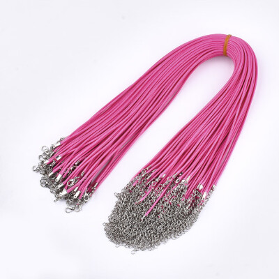 

Waxed Cord Necklace Making with Iron Lobster Claw Clasps Platinum DeepPink 178"18"45546cm 2mm