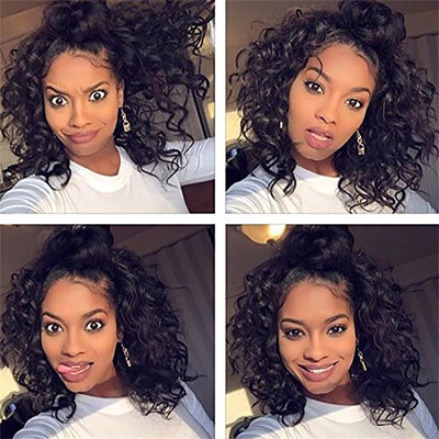 

〖Follure〗Brazilian Less Lace Front Full Wig Short Wave Black Natural Looking Women Wigs