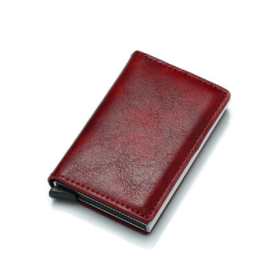 

PU Leather Credit Holder Business Money Cash Card Package RFID Wallet Automatic Aluminum Alloy Card Case Men Bag