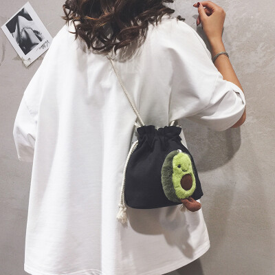 

Canvas small bag female 2019 new net red ocean mini bucket bag Korean version of the simple wild shoulder Messenger bag
