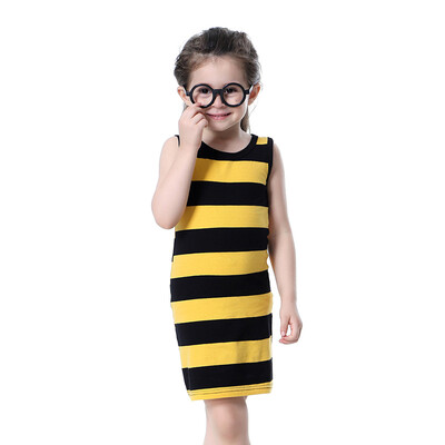 

Striped Summer Dress Yellow Straight For Kids Girl Girls Princess Dress