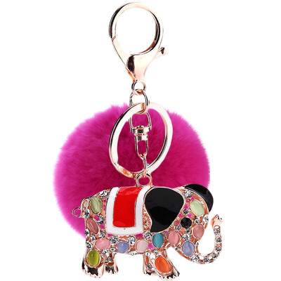 

Creative elephant keychain diamond colorful bag mobile phone pendant auspicious metal material customization