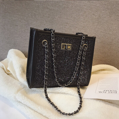 

Ins super fire bag female 2019 new wave Korean version of the wild single shoulder slung sequin fashion chain bag small square bag