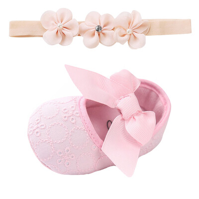 

Baby Girl Bowknot Fashion Toddler First Walkers Kid Shoes1PC Hairband