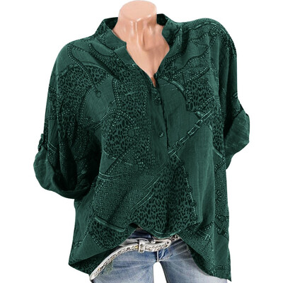 

Starmoon Women Fashion Vintage Chain V-Neck Plus Size Five-Sleeve Top T-Shirt Blouse