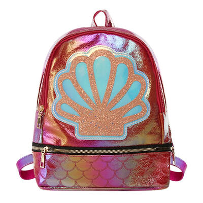 

Laser Shell Zip Backpack Women Girls PU Leather School Travel Rucksack