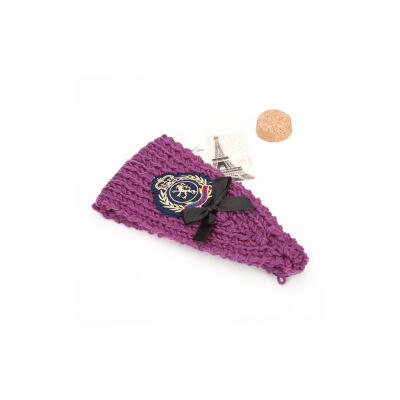 

Crochet Headbands Emblem Elastic Headband Hair Accessories with Plastic Button Purple 440x115x9mm