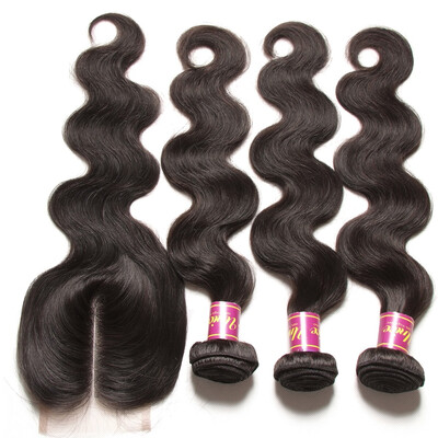 

UNice 8A Peruvian Virgin Hair Body Wave 4 Bundles with Lace Closure 44