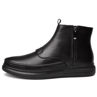 

Leather womens short boots flat short thick platform with autumn&winter Martin boots locomotive British round head students Korean version of wild