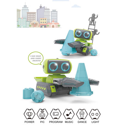 

969 Infrared Control 3 in 1 Intelligent Engineering Excavator Driller Pushdozer Programmable Music Dance Truck RC Robot Toy Gift