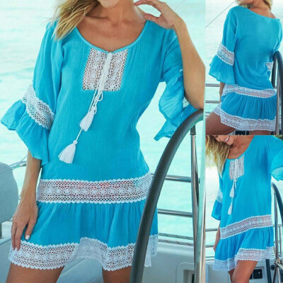 

Women Chiffon Bikini CoverUp Perspective V-neck Swimsuit Swimwear Beach Dress