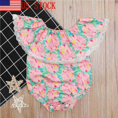 

Fashion Kids Baby Girl Romper Lace Floral Jumpsuit Clothes One-Pieces Sunsuit US